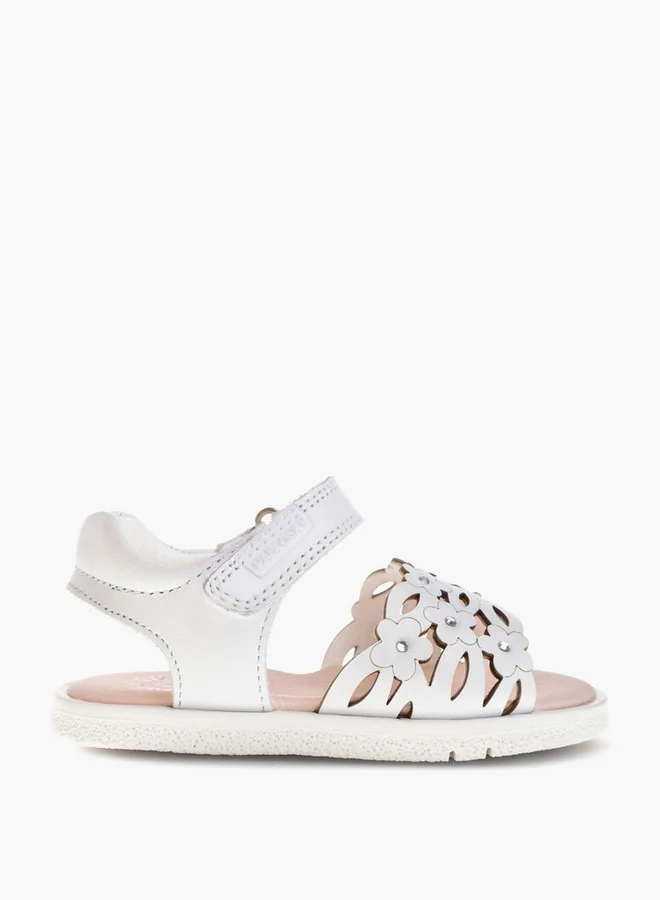 بابلوسكي Girls' Flower Accent Sandals with Hook and Loop Closure