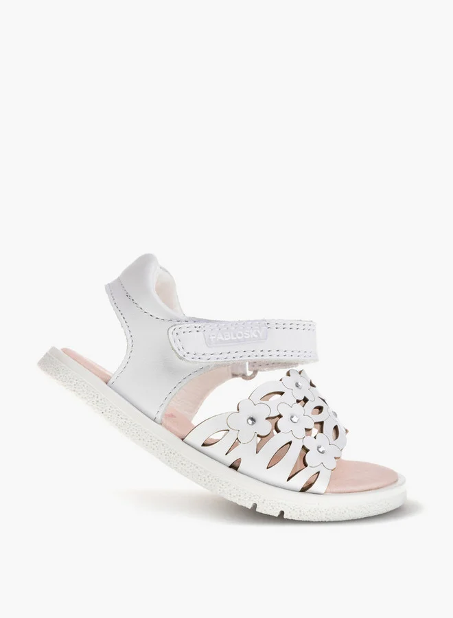 Pablosky Girls' Flower Accent Sandals with Hook and Loop Closure