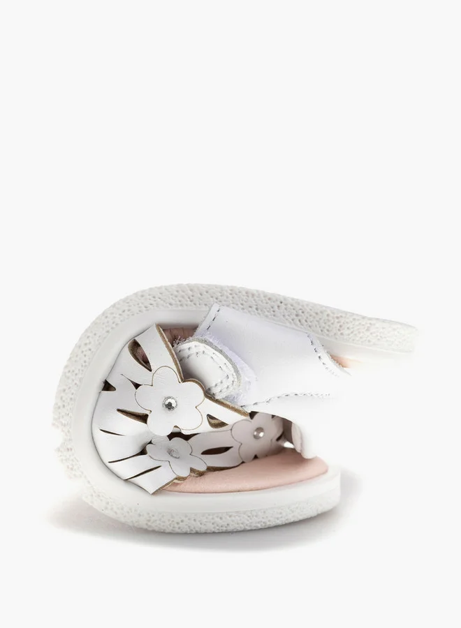 Pablosky Girls' Flower Accent Sandals with Hook and Loop Closure
