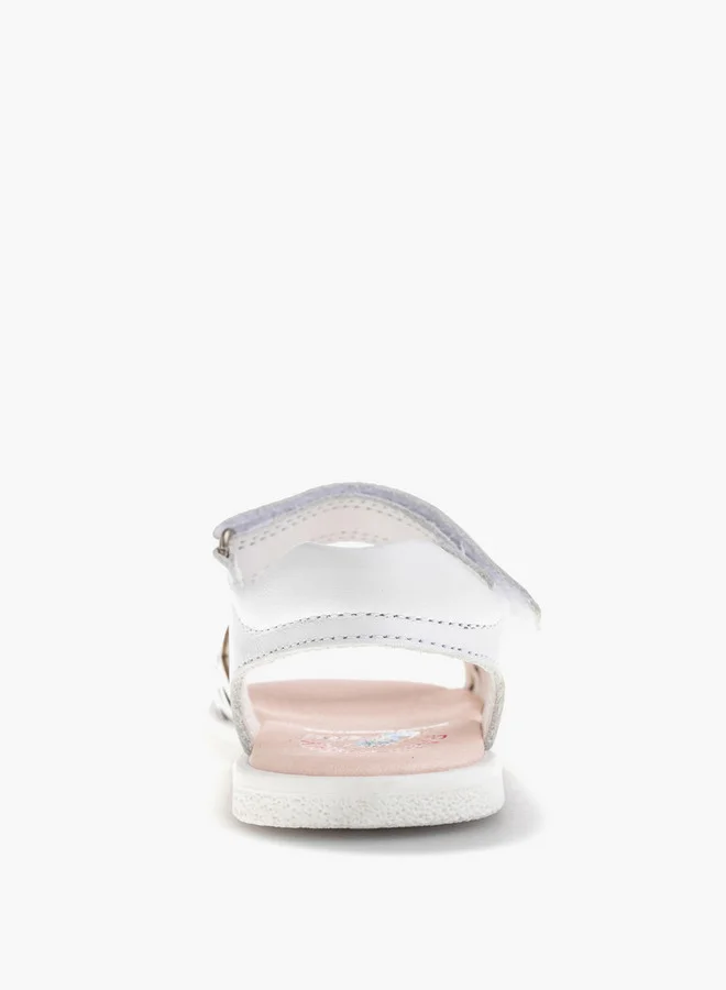 Pablosky Girls' Flower Accent Sandals with Hook and Loop Closure