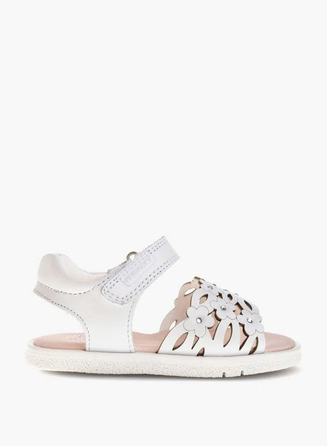 بابلوسكي صنادل بناتي بزينة زهور وإغلاق بشريط لاصق