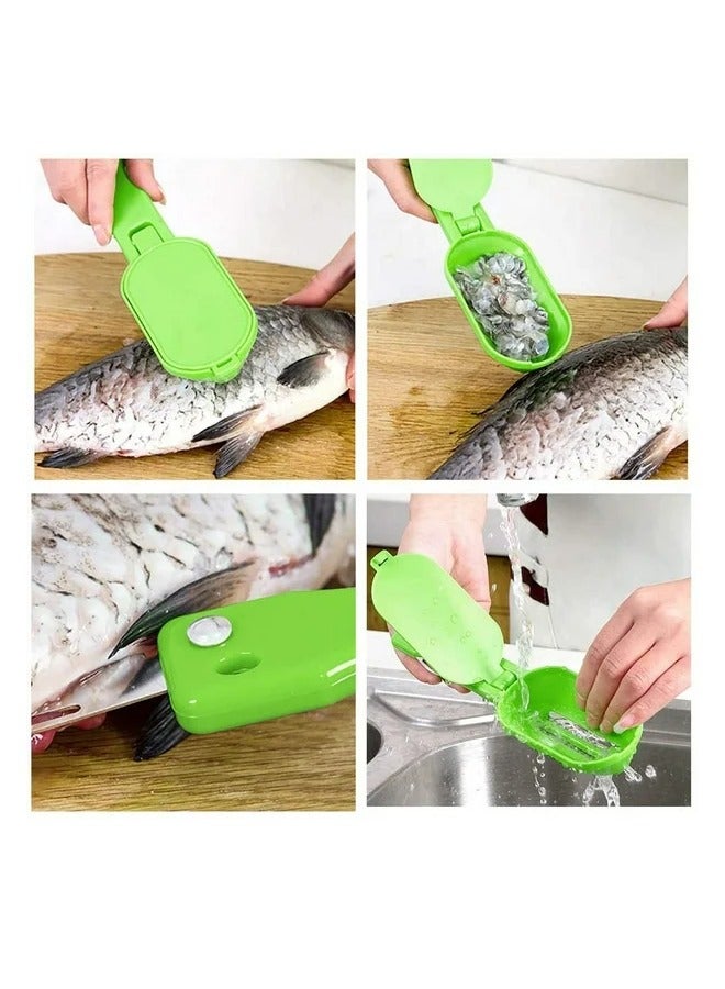 Fish Scaler, Fast Fish Scale Remover, Fish Descaler Tool Skin Brush Scraping Cleaning Peeler Scraper, Green - Image 1