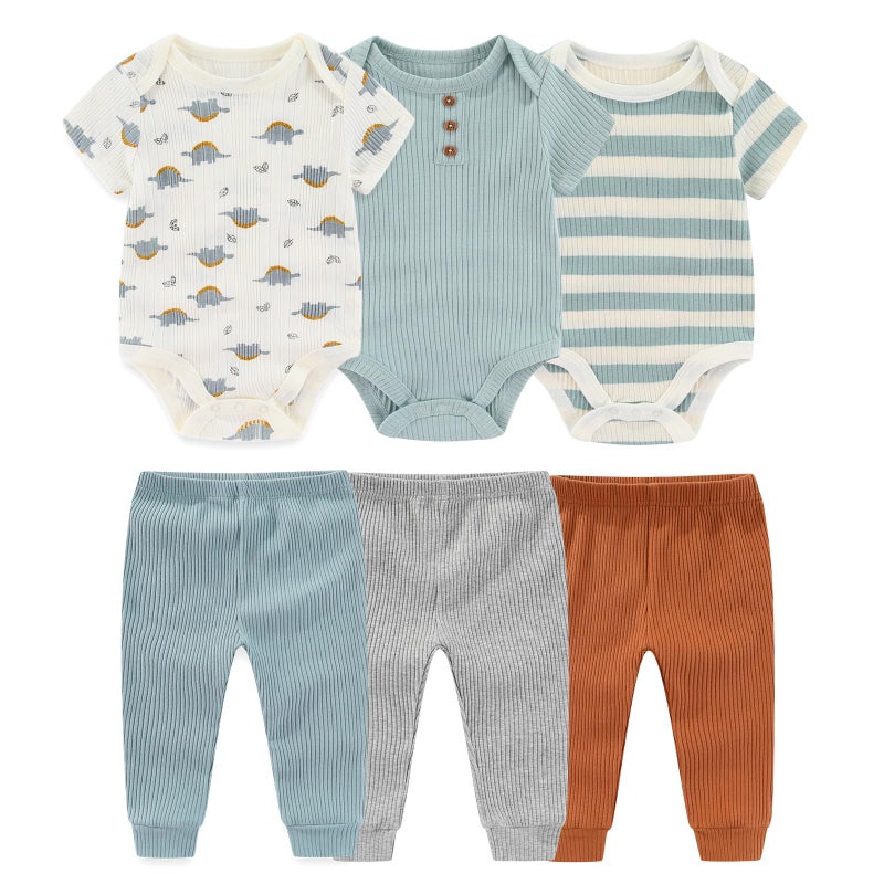Ruliby Baby Boy Bodysuit and Pant Set Ribbed Soft Infant Girl Clothes Outfits 36 month - Image 2