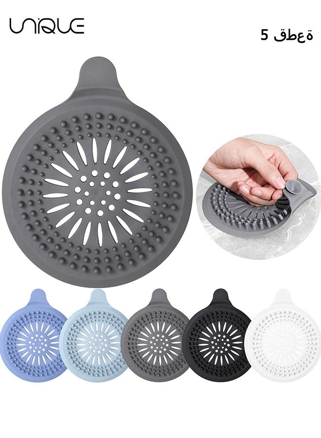 Unique Pack of 5, Hair Drain Catcher Bathtub, Shower, Sink Strainer, Reusable Silicone Hair Catcher Shower Drain, Hair Trap for Shower Drain（4 Suction Cups） - Image 1