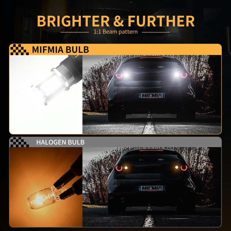 Mifmia 3157 Led Bulb For Reverse Lights  High Power 45-Smd Led Chips 500% Brighter 3156 3056 3057 4157 3047 4057 3457 For Backup Reverse Tail Parking Brake Lights  White (Upgraded  Pack Of 2) - Image 3