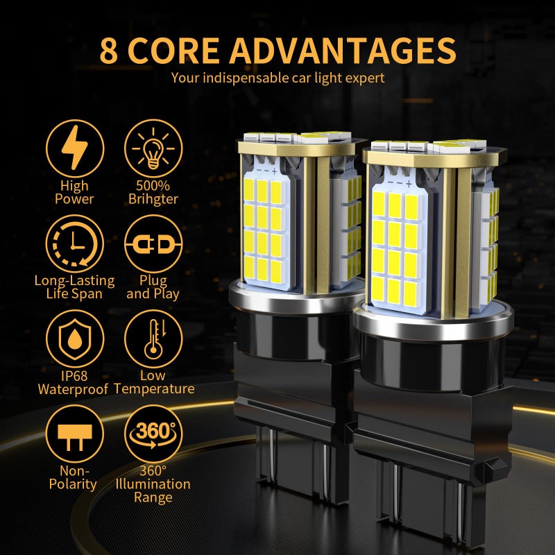 Mifmia 3157 Led Bulb For Reverse Lights  High Power 45-Smd Led Chips 500% Brighter 3156 3056 3057 4157 3047 4057 3457 For Backup Reverse Tail Parking Brake Lights  White (Upgraded  Pack Of 2) - Image 2