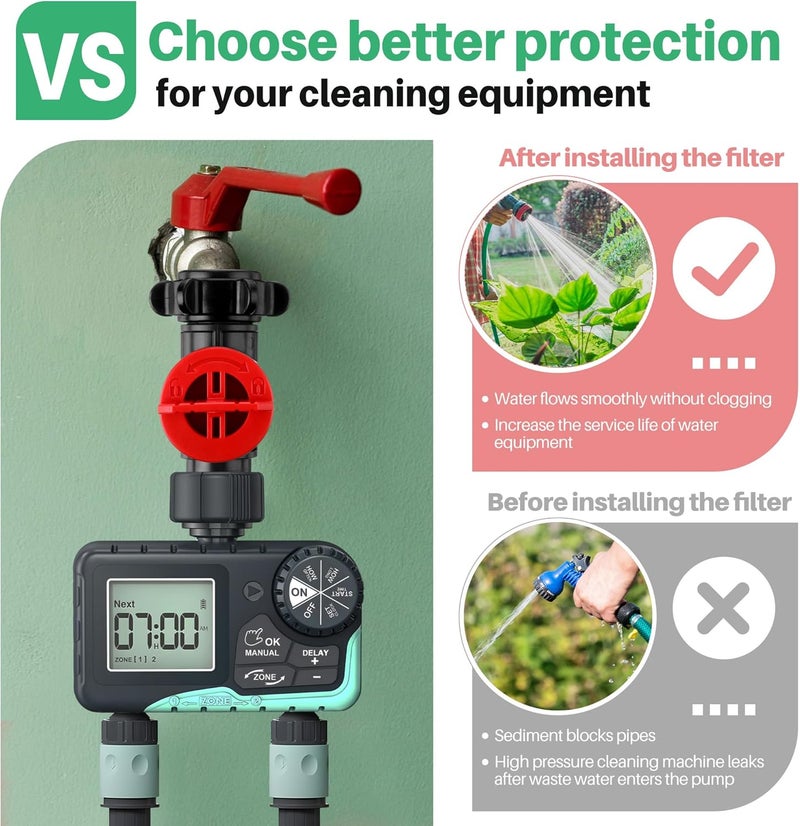 Enhon 2 Pack Inline Water Filter for Garden Hoses, Garden Hose Filter with Rubber Seal and Filt O Ring, 50 Mesh Stainless Steel Screen, High Flow 11 GPM, Max Pressure 120 PSI, Protects from Sediment - Image 5