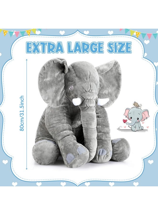 Yulejo Giant Stuffed Elephant Plush Animal Toy Back To School Party Favor Huge Stuffed Elephant Soft Elephant Large Stuffed Animal Doll Gray Elephant Plush For Kids Girlfriend Home Decor(31.5 Inch) - Image 2