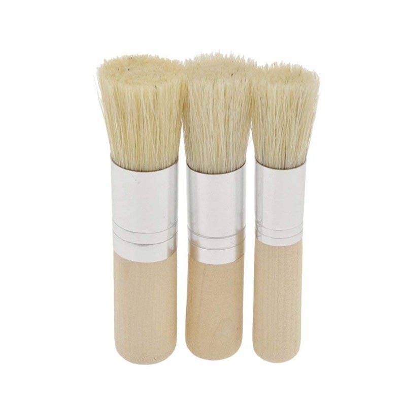 Artnery 3Pcs Stencil Brushes Set, Art Crafts Paint Brush with Natural Hog Bristle(Wood) - Image 3