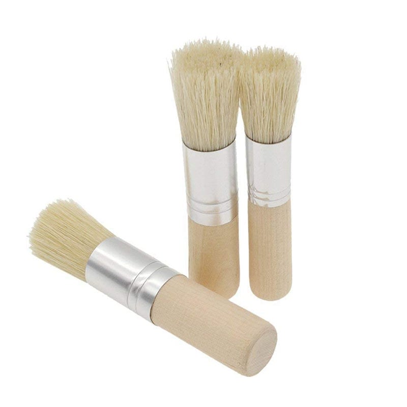 Artnery 3Pcs Stencil Brushes Set, Art Crafts Paint Brush with Natural Hog Bristle(Wood) - Image 2