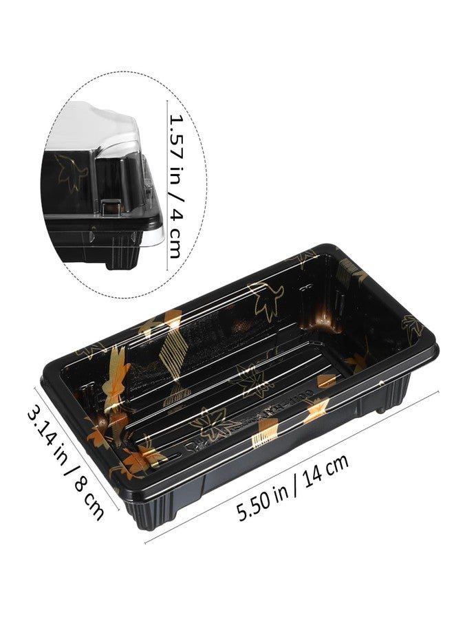 DOITOOL 50PCS Small with Clear Lid, Black Sushi Trays with Lids, Disposable Sushi Packaging Box, Black Plastic to Go Containers, Entrees, Appetizers () - Image 3