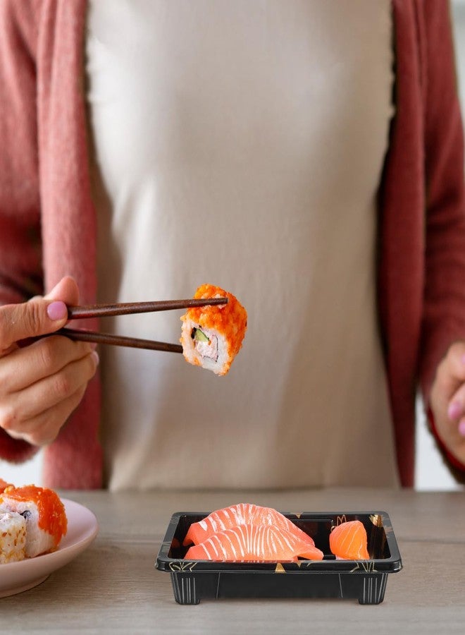 DOITOOL 50PCS Small with Clear Lid, Black Sushi Trays with Lids, Disposable Sushi Packaging Box, Black Plastic to Go Containers, Entrees, Appetizers () - Image 5