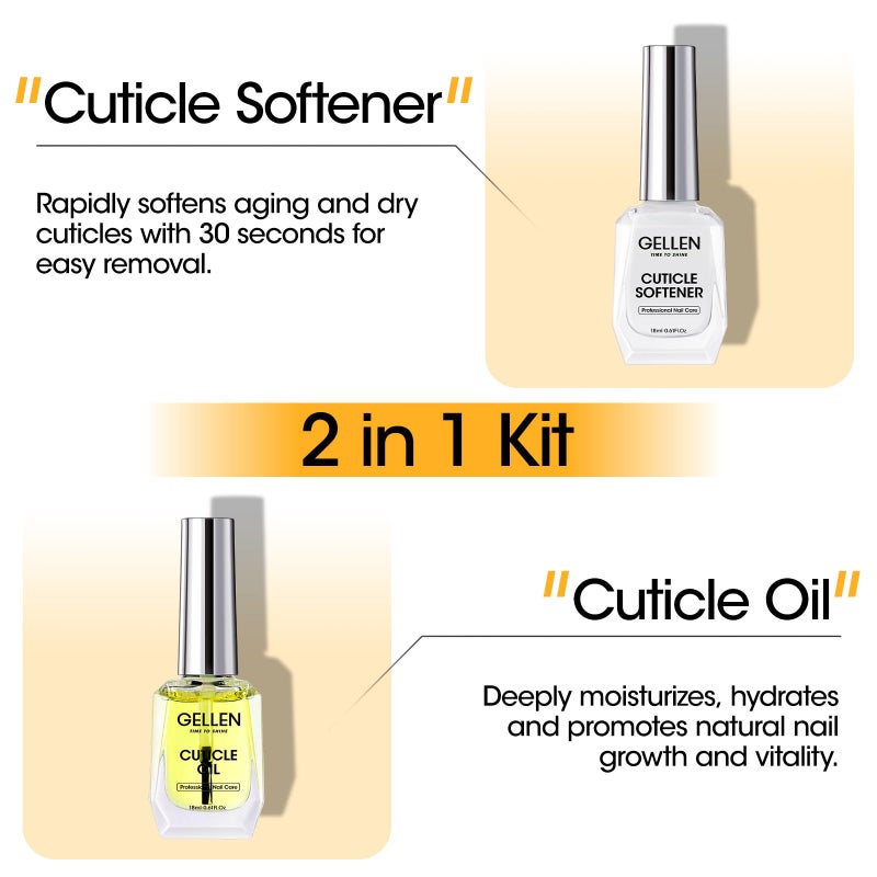 Gellen Cuticle Oil & Softener for Nails, 2 Pcs 18ml Cuticle Remover & Strengthener, Nail Cuticle Protector, 2 in 1 Nail Care Kit for Cuticle Removing & Repairng Manicure Essentials for Gel Nail Polish - Image 3
