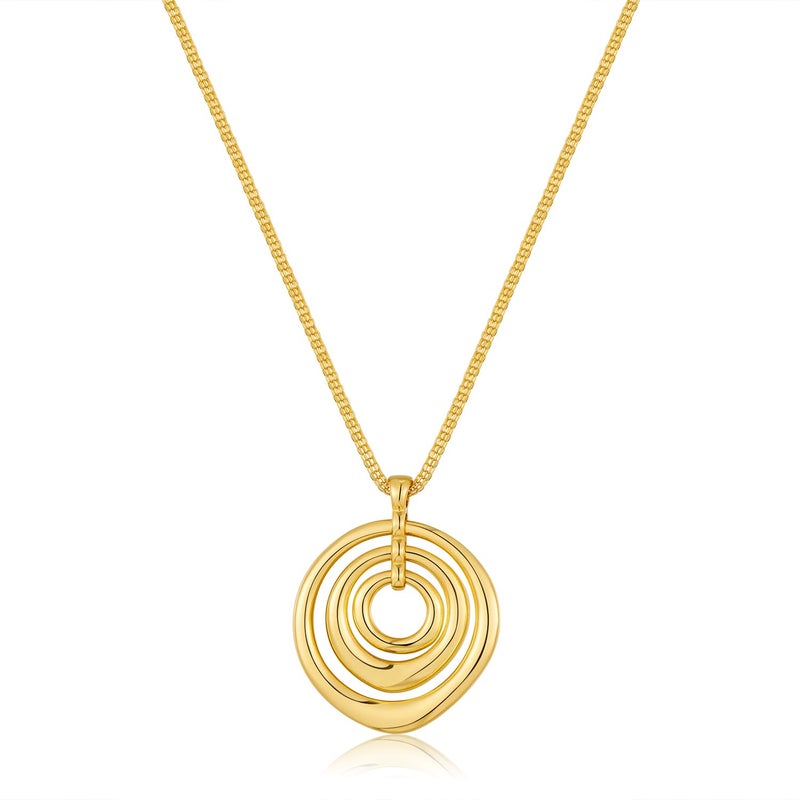 INNERDIVA Chunky Gold Pendant Necklace for Women 14k Gold Plated Big Large Dainty Statement Boho Spiral Swirl Charm Necklace with Circle Summer Beach Beachy Ocean Jewelry Coastal Vacation Accessories - Image 1