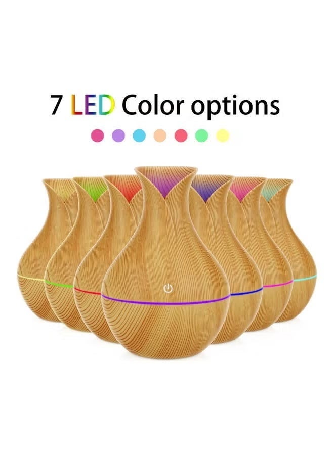 Ultrasonic Essential Oil Diffuser with 7 Soothing Colors Led Light for Home, Yoga, Office, Spa Bedroom Nursery in Dark and Light Wood Grain Light Wood Grain 200ml  Multiple Colours - Image 2