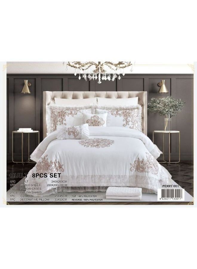 Al Shalhoub - 8 Pieces Polyester Bridal Comforter Set Penny - Image 1