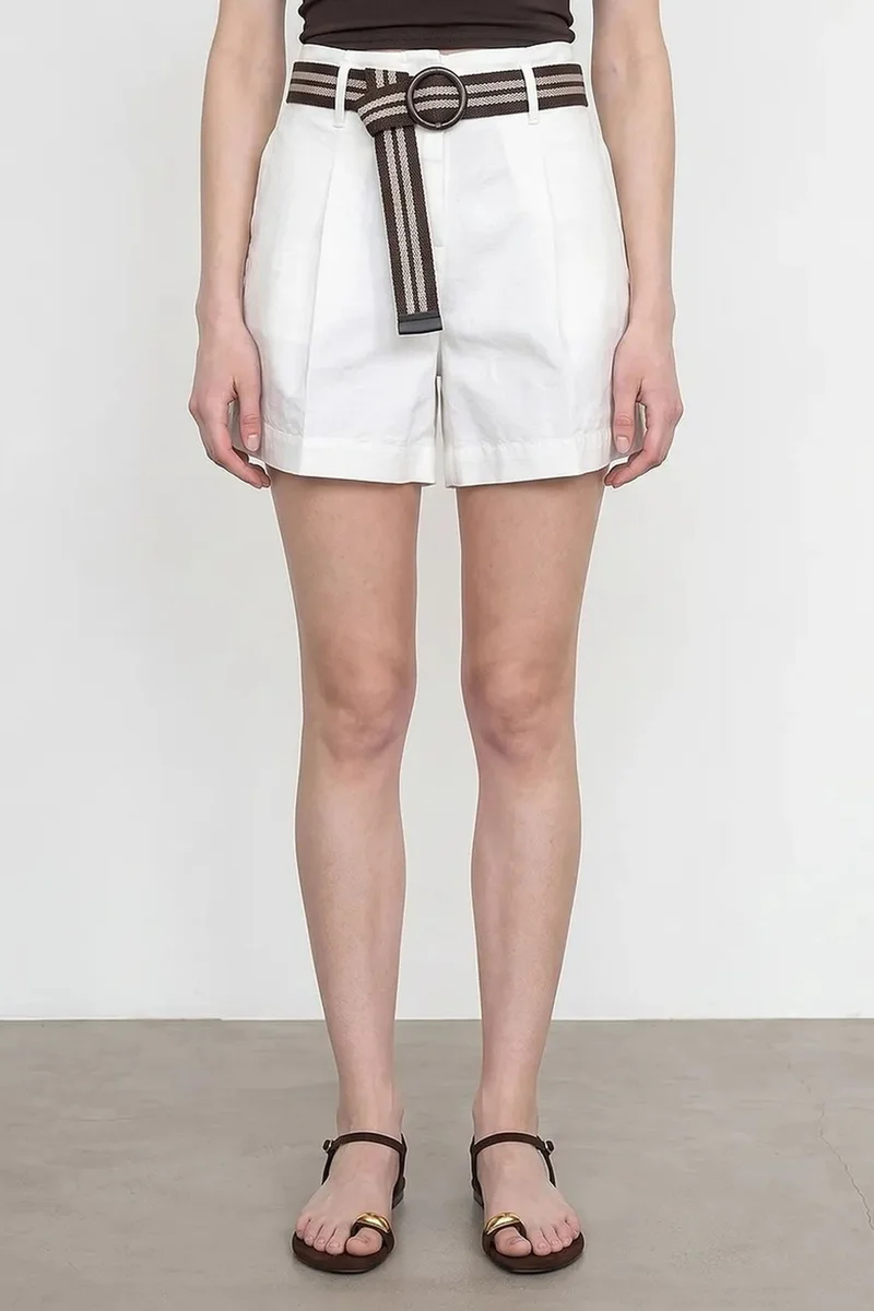 DILVIN High-Waist Belted Wide-Leg Shorts