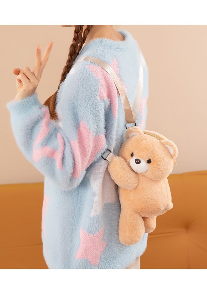 حقيبة دب لطيف محشوة بحجم 30 سم - حقيبة قابلة للارتداء بالكتف أو بشكل مائل، هدية عيد ميلاد للصديقة الحميمة، مفاجأة للأطفال - Image 5