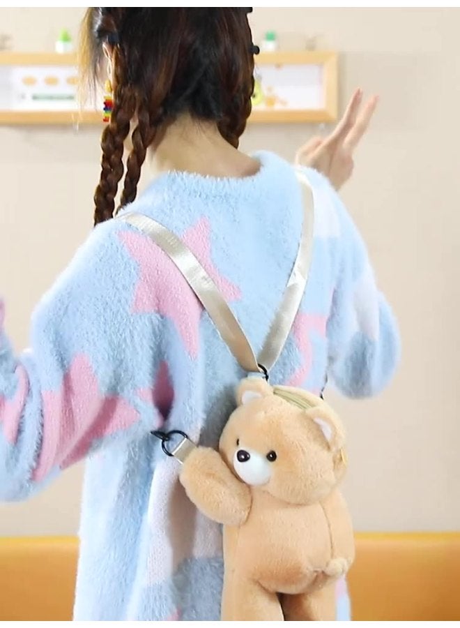 حقيبة دب لطيف محشوة بحجم 30 سم - حقيبة قابلة للارتداء بالكتف أو بشكل مائل، هدية عيد ميلاد للصديقة الحميمة، مفاجأة للأطفال - Image 4