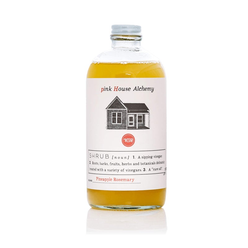 Pink House Alchemy Pineapple Rosemary Shrub - 16 Ounce Handcrafted All-Natural Mixer Acidulated Syrup for Cocktails, Sodas, Waters and Mocktails using Fresh Vinegar, Botanicals and Fruits (PRSH) - Image 1