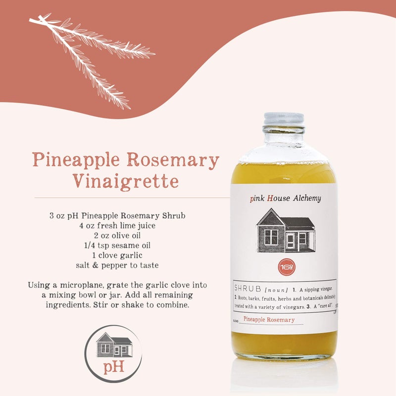 Pink House Alchemy Pineapple Rosemary Shrub - 16 Ounce Handcrafted All-Natural Mixer Acidulated Syrup for Cocktails, Sodas, Waters and Mocktails using Fresh Vinegar, Botanicals and Fruits (PRSH) - Image 3