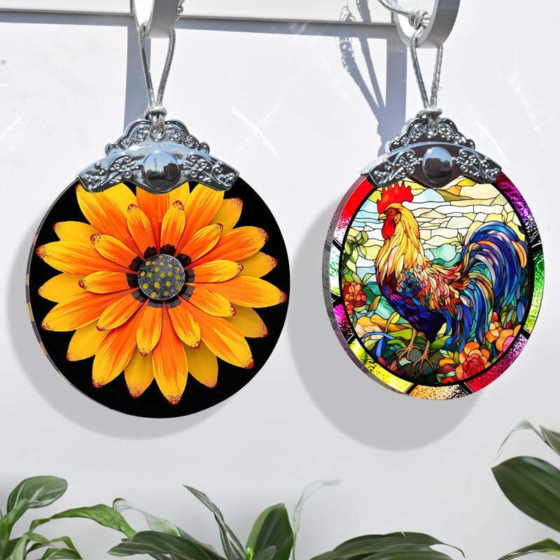 Jocidea Glass Chicken Christmas Ornament شبه شفافة زخرفة زجاجية ملونة ديكور احتفالي ملون للعطلات والهدايا - Image 4