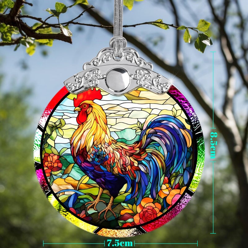 Jocidea Glass Chicken Christmas Ornament شبه شفافة زخرفة زجاجية ملونة ديكور احتفالي ملون للعطلات والهدايا - Image 2