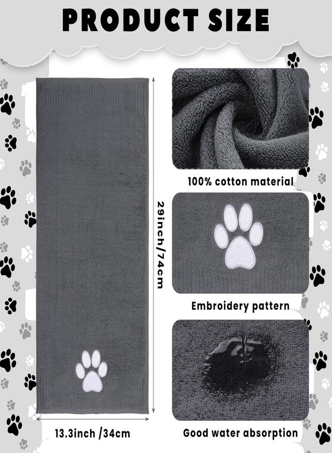 SmoothNovelty 2 Pcs Dog Paw Hand Towels Dark Grey Bathroom Decor 13 x 29 Inch 100% Cotton Embroidered Hand Towels Soft Absorbent Farmhouse for Kitchen Restroom - Image 2