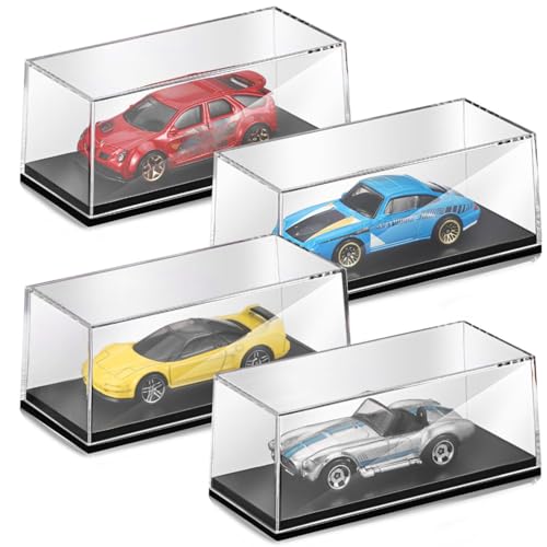 Singhoow 4 Pcs 164 Display Case Acrylic Model Cars Display Case 417 x 181 x 181 Inches Clear Plastic Vehicles Toy Cars Storage Collectors - Image 1