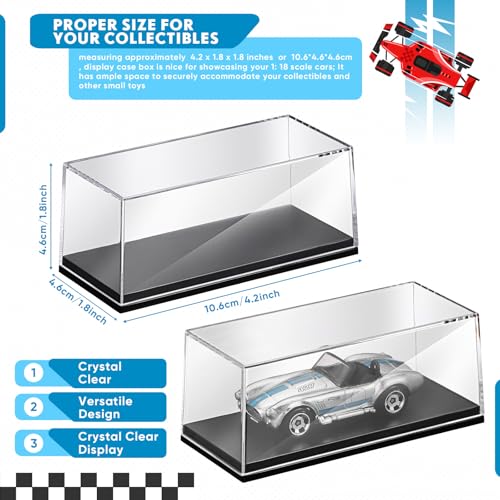 Singhoow 4 Pcs 164 Display Case Acrylic Model Cars Display Case 417 x 181 x 181 Inches Clear Plastic Vehicles Toy Cars Storage Collectors - Image 5