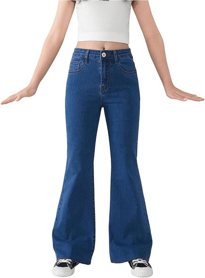 ADBUCKS Breathable and Stretchable Denim Bootcut Bell Bottom Jeans for Girls | Age Group - 8-14 Years (in, Age, 9 Years, 10 Years, Dark Blue) - Image 4