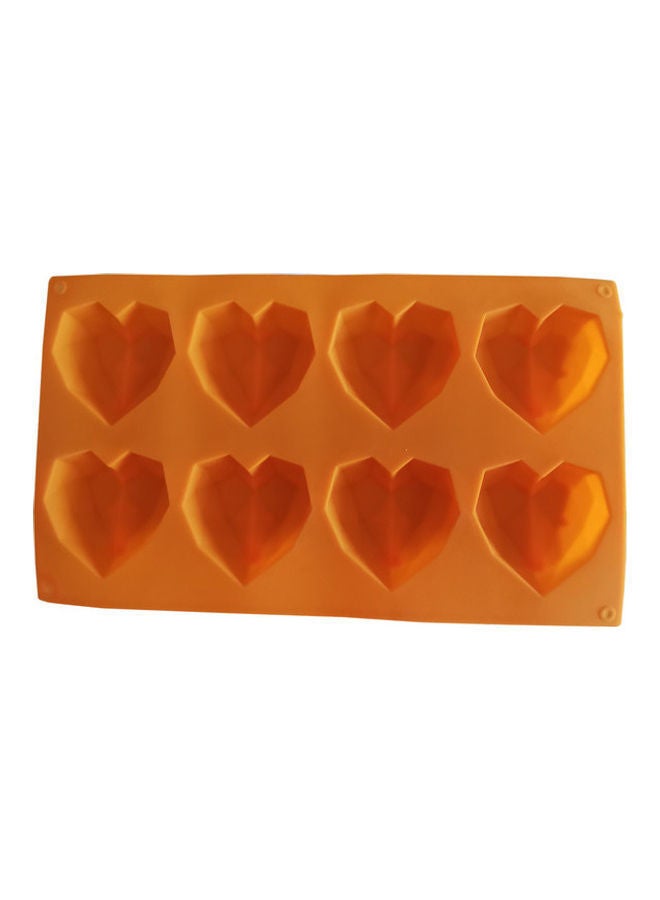 NIBEMINENT 8-Cavity 3D Heart Shaped Mould Orange 30x17cm - Image 1