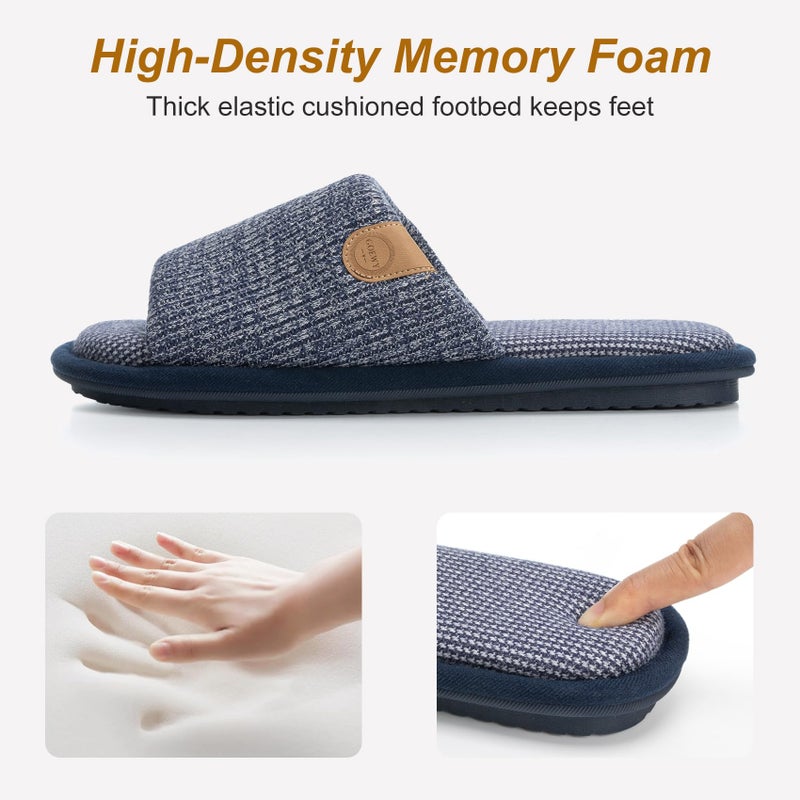 GOEWY Mens Slippers with Memory Foam Gifts House Slippers for Men Indoor Outdoor Slip On Non-Slip Sole Open Toe Cozy Bedroom Slippers Size 11 12 Blue - Image 5