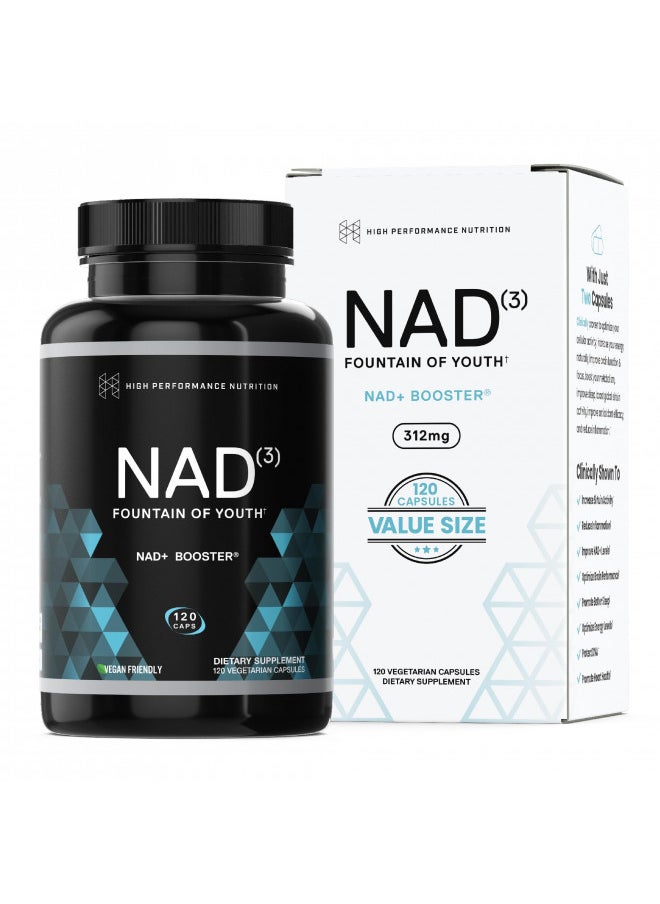 HPN HPN Supplements NAD3 NAD+ Booster | Value Size 2 Month Supply | Clinically Proven & Independently Tested - Metabolic Repair | 311 mg per Serving - 120 Capsules  - Image 1