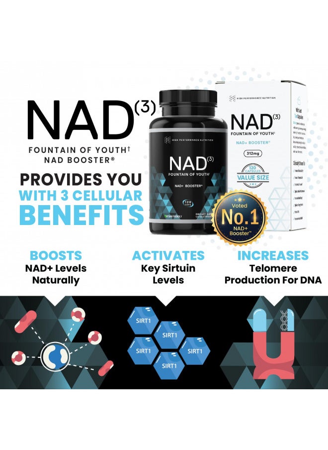 HPN HPN Supplements NAD3 NAD+ Booster | Value Size 2 Month Supply | Clinically Proven & Independently Tested - Metabolic Repair | 311 mg per Serving - 120 Capsules  - Image 3