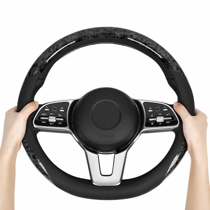 KAFEEK Wood Grain Steering Wheel Cover Microfiber Leather Universal 14 1/2-15 inch, Car Steering Wheel Cover Men Women, Comfortable, Anti-Slip, Odorless, Black - Image 5