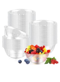 Y&D Clear Premium Plastic Bowls, Hard Salad Bowl Disposable Soup Ice Cream Candy Serving for Wedding Birthday Dessert Party Bowls For Catering, Parties, Buffets, Events 50 Pack  - Image 1