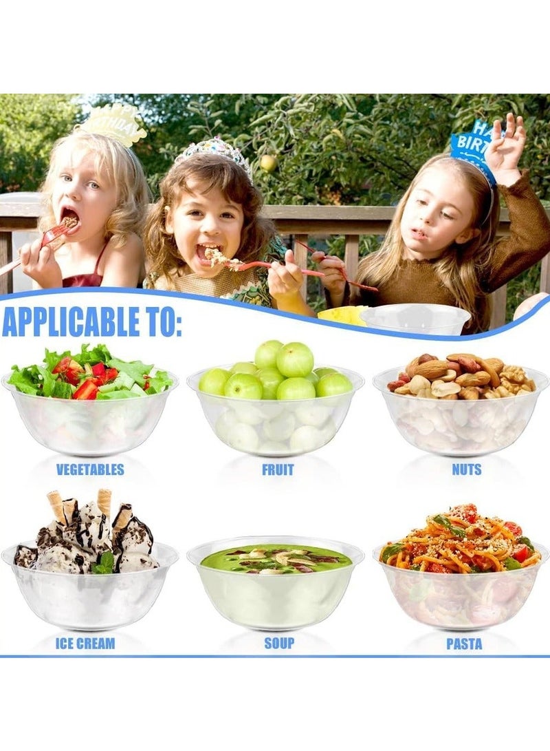 Y&D Clear Premium Plastic Bowls, Hard Salad Bowl Disposable Soup Ice Cream Candy Serving for Wedding Birthday Dessert Party Bowls For Catering, Parties, Buffets, Events 50 Pack - Image 3