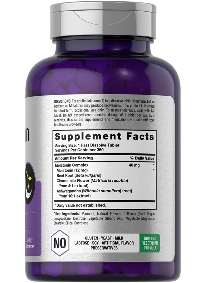 Horbaach Melatonin Complex, 40mg, 360 Fast Dissolve Tablets  - Image 2
