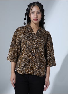 Baggy Multicolor Oversized Shirt for Women, Animal Print