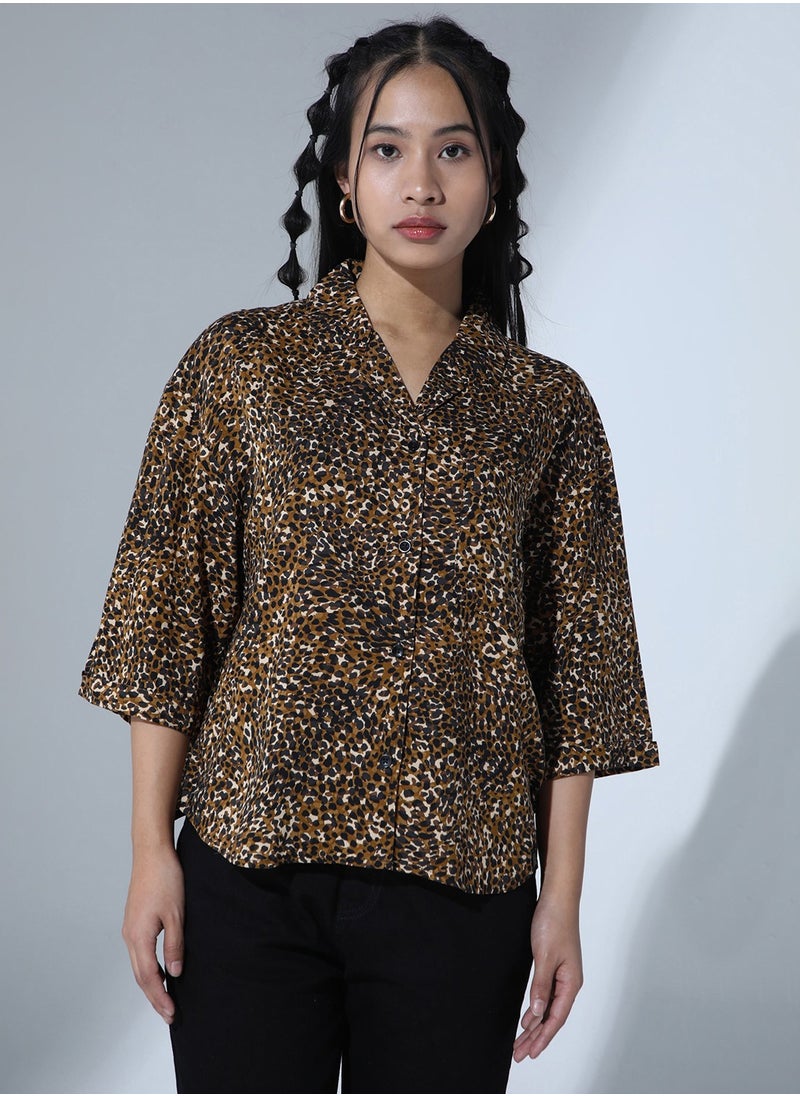 Hubberholme - Baggy Multicolor Oversized Shirt for Women, Animal Print - Image 1