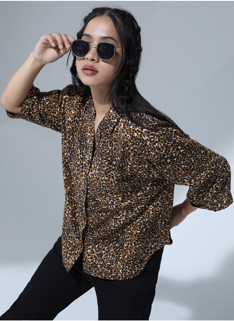 Hubberholme - Baggy Multicolor Oversized Shirt for Women, Animal Print - Image 1