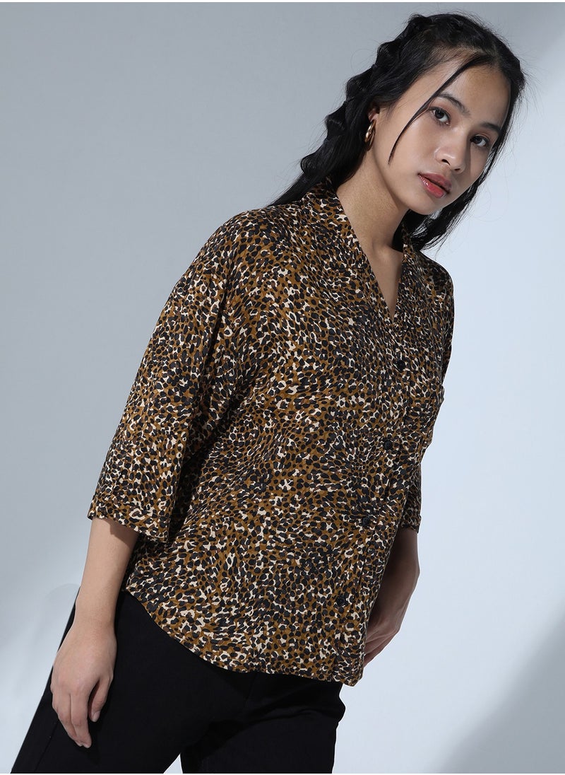 Hubberholme - Baggy Multicolor Oversized Shirt for Women, Animal Print - Image 1