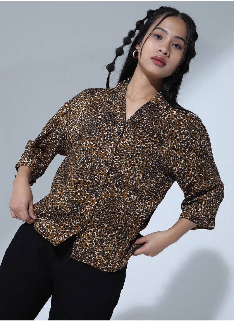 Hubberholme - Baggy Multicolor Oversized Shirt for Women, Animal Print - Image 1