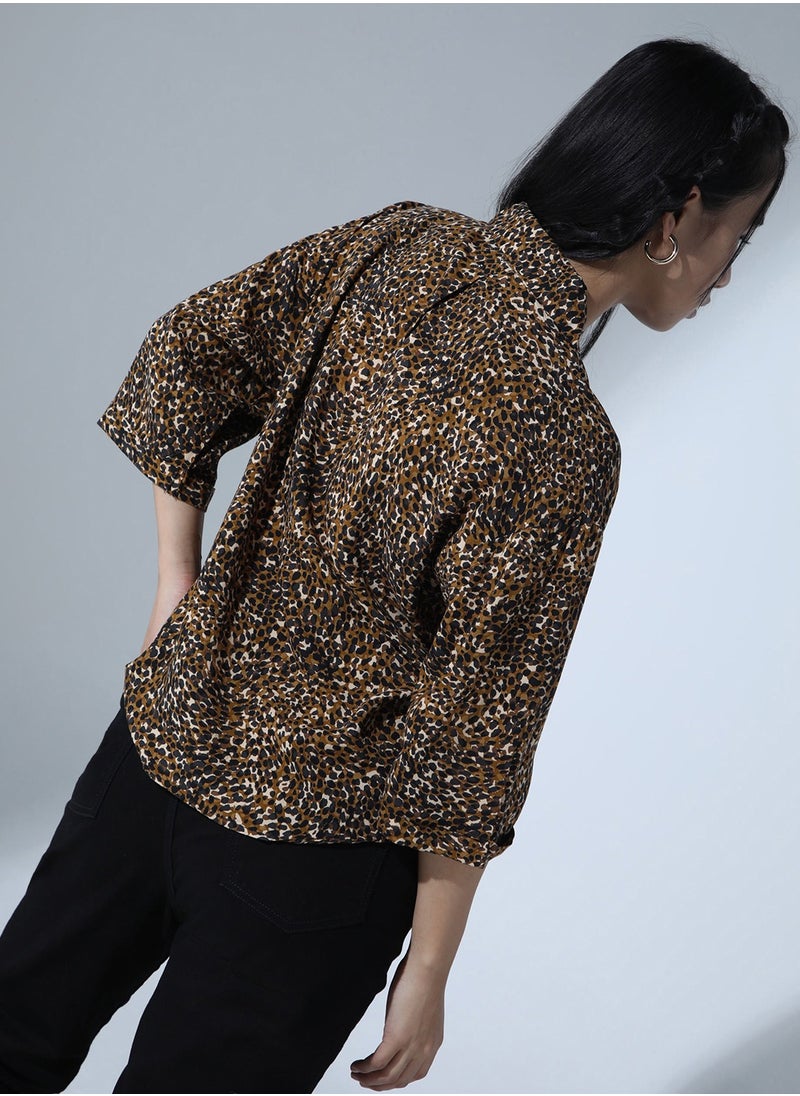Hubberholme - Baggy Multicolor Oversized Shirt for Women, Animal Print - Image 1