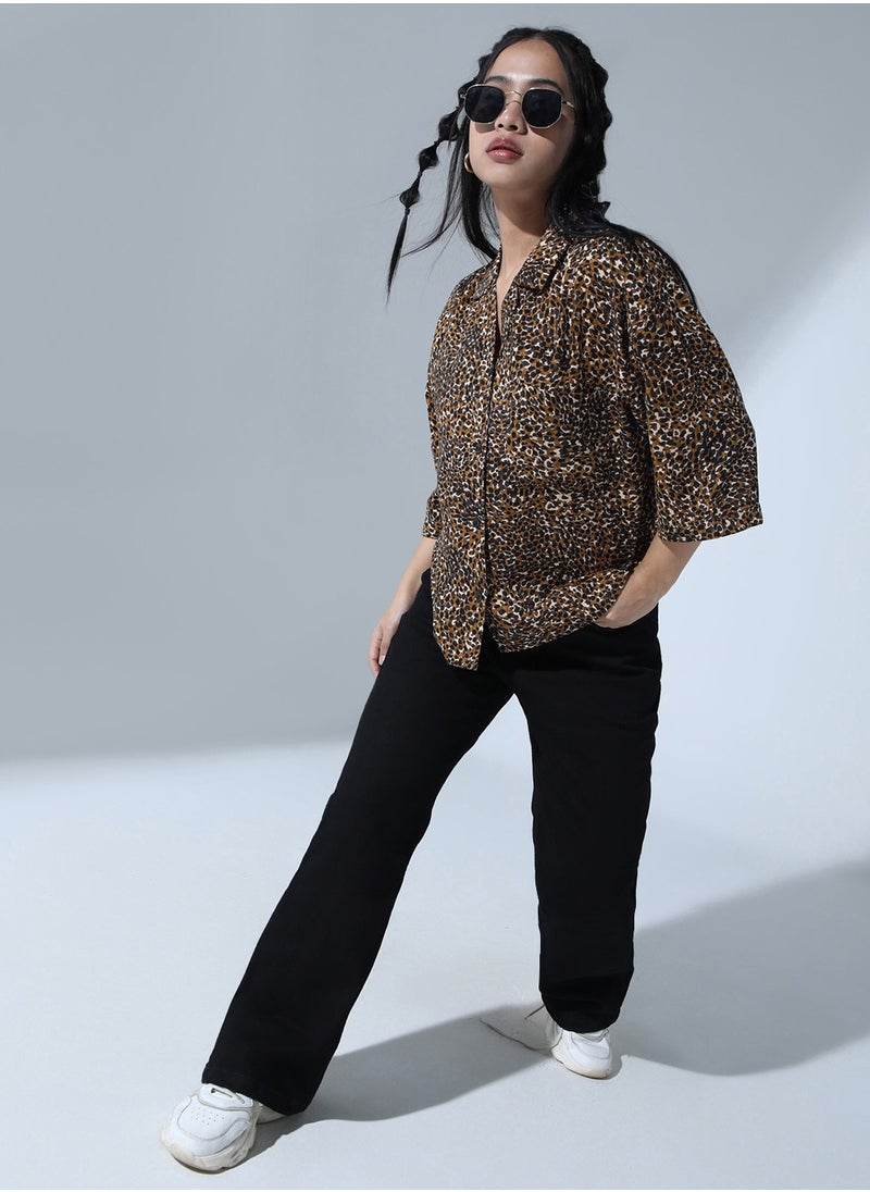 Hubberholme - Baggy Multicolor Oversized Shirt for Women, Animal Print - Image 1