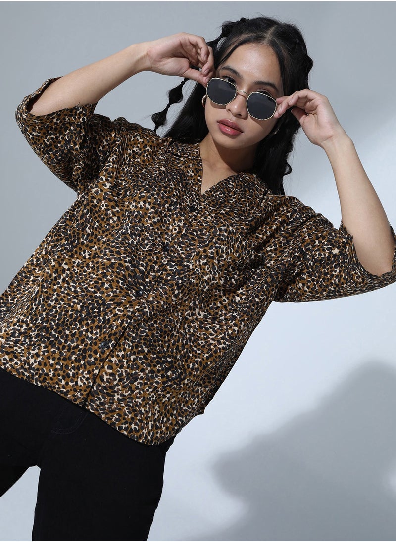 Hubberholme - Baggy Multicolor Oversized Shirt for Women, Animal Print - Image 1