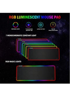 Flash Hawk Large RGB Gaming Mousepad with Nonslip Base 14 Kinds of RGB Lights Mode for Live Broadcasting, Games and Work 800x300x4mm  - Image 3