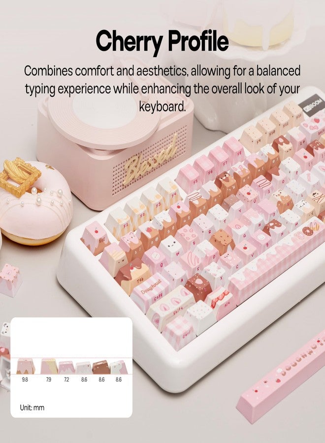 KiiBOOM Dough Fluff Keycap Set, 144/143 Keys, MOA/Cherry Profile PBT Keycaps for Mechanical Keyboard, Compatible with ANSI/ISO, 60%, 65%, 75%, TKL, Full-Sized Layout (Pink & Brown, Cherry Profile) - Image 3