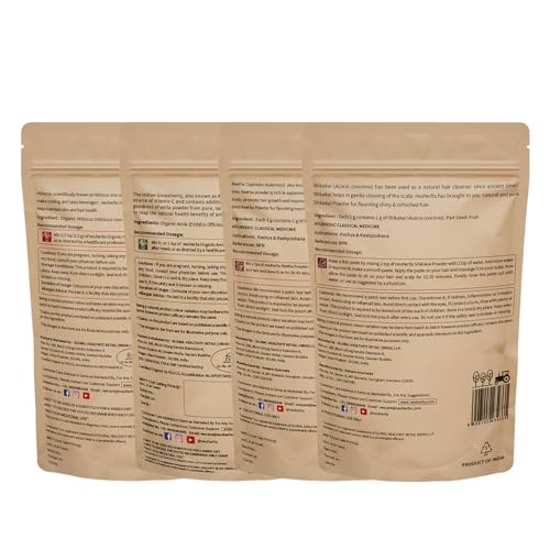 Neuherbs Amla, Reetha, Shikakai and Hibiscus Powder for Skin & Hair Care | Hair Growth & Hair Mask, 100g Each (Combo Pack of 4) | 100% Organic, Rich in Vitamins & Antioxidants - Image 5